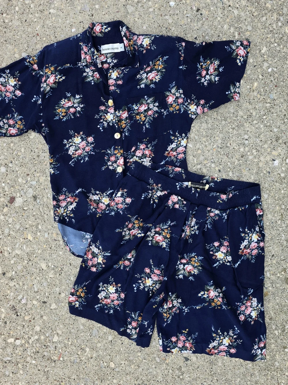 90s Bonnie & Norma Floral Rayon Shorts Set Made in USA Size 6
